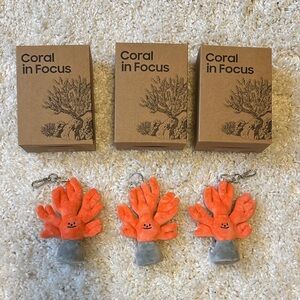 A set of 3 - Plush Coral Keychain